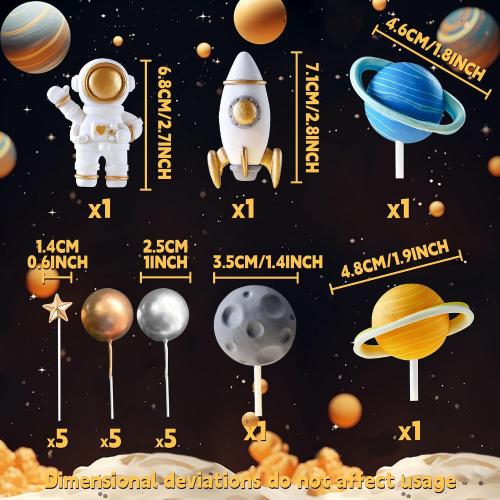 Space Cake Toppers Outer Space Cake Decorations Astronaut Rocket Star Picks