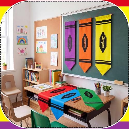 Frienda 6 Pack Back to School Classroom Decor Crayon Hanging Decorations