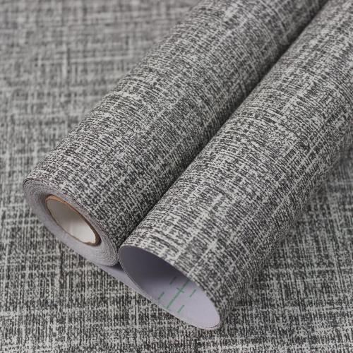 WADILE Grasscloth Peel and Stick Wallpaper 15.7in x 787.4in, Textured Contact Paper for Cabinets, Faux Linen Wall Paper Pull and Stick, Fabric Vinyl Wallpaper Self Adhesive Dark Gray