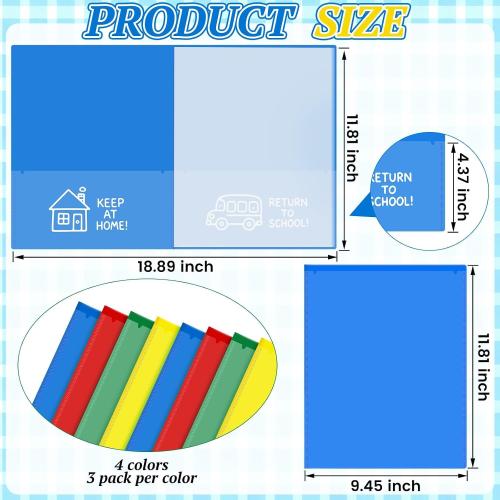 12 Pcs Take Home Folders for Elementary Students,Homework Folders