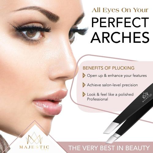 Majestic Bombay Fine Point   Slant Tweezers for Women and Men – Splinter Ticks, Facial, Brow and Ingrown Hair Removal–Sharp, Needle Nose, Surgical Tweezers Precision best tweezers for chin hair