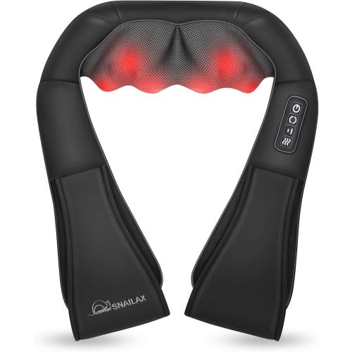 FitRx Cordless Shiatsu Shoulder, Back, and Neck Massager with Heat, USB-Rechargeable, Black