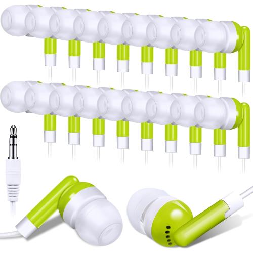 Konohan 100 Pcs Wired Earbuds Bulk for Classroom 3.5mm Jack,Sage Green