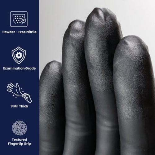 Adenna DLG675 DARK LIGHT Black Nitrile (PF) Exam Gloves, Medium, Box of 100