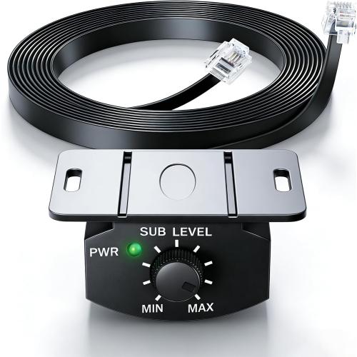 Universal Bass Control Knob, 16.4ft Extension Copper Core Cable with 4-Pin Subwoofer Volume Control, Easy Install,Compatible with Most Car Amplifier