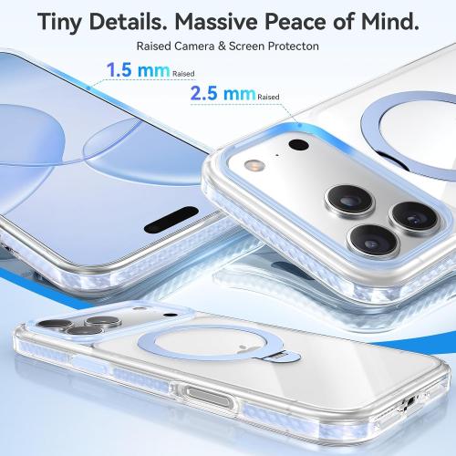 Summer Series 360 Spin Stand for iPhone 17 Pro Case (Compatible with MagSafe) [Military Drop Protection] Magnetic Clear Shockproof Protective for 17 Pro Phone Case 6.3'', Blue