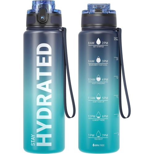 Sahara Sailor Water Bottle 25oz, Tritan Sports Bottle with Time Marker