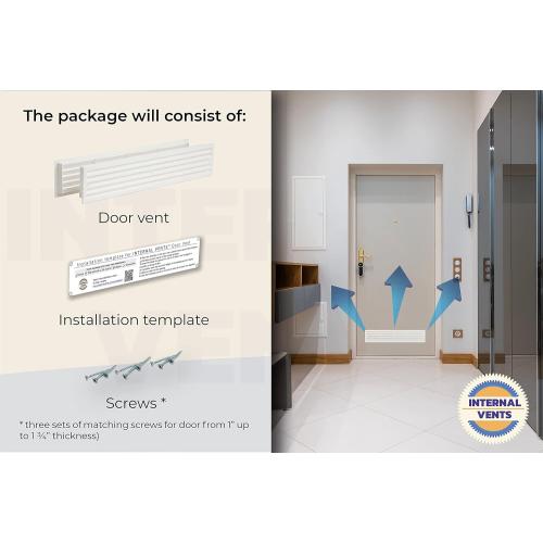 Door Vent for Interior Doors 16 7/8 x 3 - Two Sided Door Louvers | for Bathroom, Cabinet | Plastic air Vent Grille | Outer Dimensions 17 3/4 x 3 5/8 for 16 7/8 x 3 Opening (White)