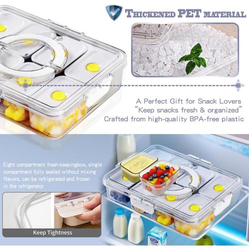 Snackle Serving Tray with Lid – Leak-Proof Upgraded Snack Platter for Dips, Sauces, Fruits & Veggies – Airtight Covered Food Tray for BBQ, Picnics, Road Trips & Outdoor Entertaining