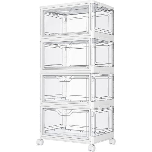 Kmiectse Clear Storage Bins with Lids - 4 Tier 23qt Plastic Stackable Bins