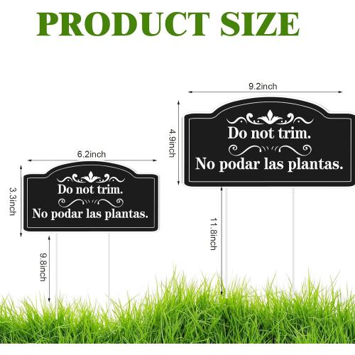Soaoo 4 Pcs Do Not Trim Yard Signs with Stakes for Garden, Black, Elegant