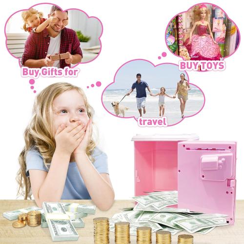 JUNEU Unicorn Piggy Bank for Kids - Electronic Musical Money Bank for Girls