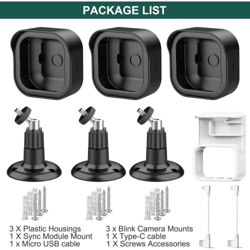3 Pack Blink Outdoor 2K Mount, Cable Management Blink Sync Module Mount