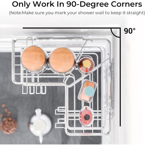 Vdomus Corner Shower Caddy Shelf, No Drilling Traceless Adhesive Rust Proof Stainless Steel Shampoo Holder with Soap Holder, Bathroom Organizer Wall Shelf Basket Rack with Hooks, 3 Pack