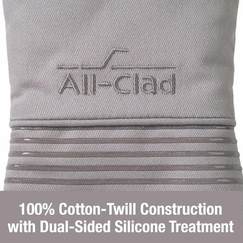 2pk All-Clad Premium Silicone Oven Mitt: Heat Resistant to 500 Degrees - 100% Cotton & Silicone, 14x7 Pot Holder for Kitchen and Barbeque, (), Titanium Gray