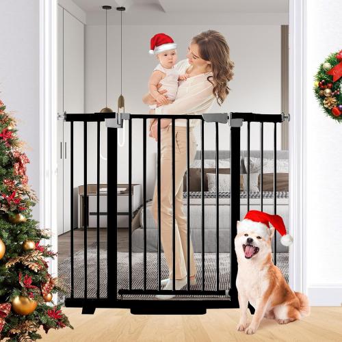 41 Tall Safety Pet Gate,Adjustable 29.92-49.21 Wide,No Drilling Pressure Mount Kit,Auto Close Cat Gate Suitable for Stairs,Doorways (Black, 29.92-49.21)