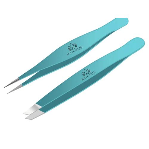 Majestic Bombay Fine Point   Slant Tweezers for Women and Men – Splinter Ticks, Facial, Brow and Ingrown Hair Removal–Sharp, Needle Nose, Surgical Tweezers Precision best tweezers for chin hair
