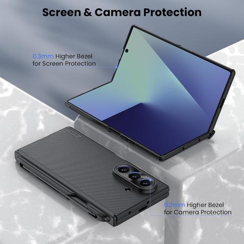 Nillkin Samsung Galaxy Z Fold 7 Magnetic Case, with Hinge Protection Front Cover Slim, Compatible with Magsafe, Frosted Shield Protective Case for Galaxy Z Fold 7 5G (Black)