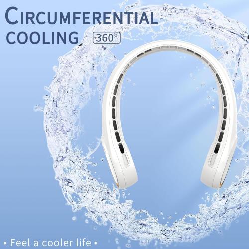 FrSara Neck Fan, Portable Personal Fan Strong Wind, 4000mAh, 360° Cooling