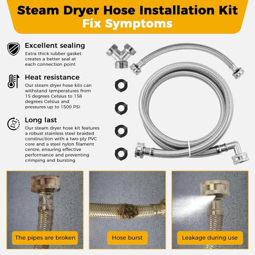 4FT Steam Dryer Hose Kit Fit to All Steam Dryers by AMI PARTS