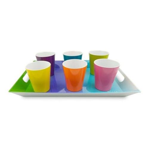 French Bull Melamine 16oz Tumblers - Colorful Assorted Set of 6, Stackable, Dishwasher Safe, BPA-free, Dringking Cups