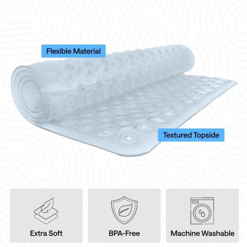 GORILLA GRIP Bath Tub Shower Mat, Bathtub Floor Liner, 35x16 Frosted Ice