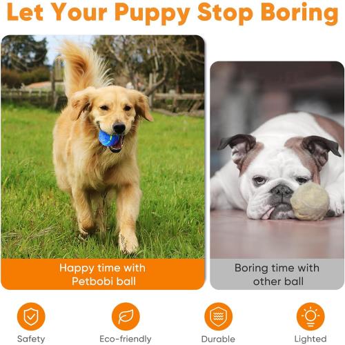 Petbobi Active Rolling Ball for Dogs - 2025 New Upgrade 2 Modes Interactive Dog Toys, USB Rechargeable Motion Activated Self Moving, Durable Pet Ball for Small Medium Large Breeds, LED Light, Blue