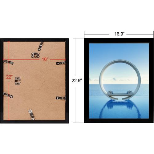 MENNTHUI 16x22 Black Picture Frame, Wall Mounting Horizontally or Vertically, Decoration for Photos, Paintings, Posters, Artwork