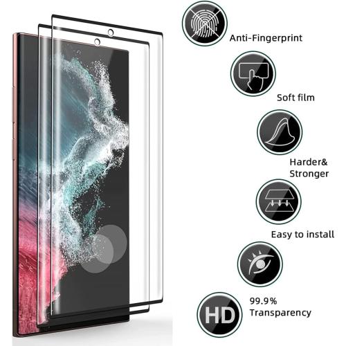 XDesign [2 2 Pack Galaxy S22 Ultra Screen Protector, 9H Tempered Glass Scratch Resistant, Ultrasonic Fingerprint Support, For Samsung Galaxy S22 Ultra 5G 6.8 Inch Glass Screen Protector