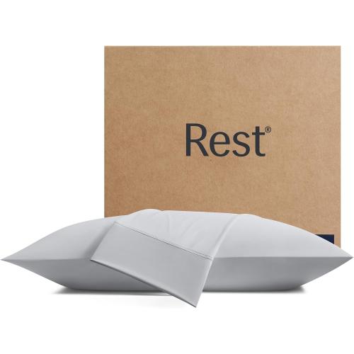 REST® Evercool®  Cooling Pillowcases King - 2 Pillowcases for Sensitive Skin, Silver Infused Fabric for Hygienic Sleep, Silky Smooth for Curly Hair, High Elastic for Snug Fit (19x35 inches)
