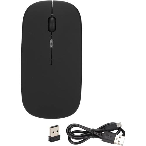 Wire Less 2.4G Ergonomic Dual Mode LED Breathing Light 500mAh Rechargeable Battery Adjustable DPI Office (Black)