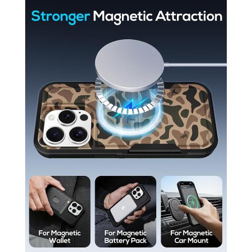 for iPhone 15 Pro Case Heavy Duty Protection, Camo