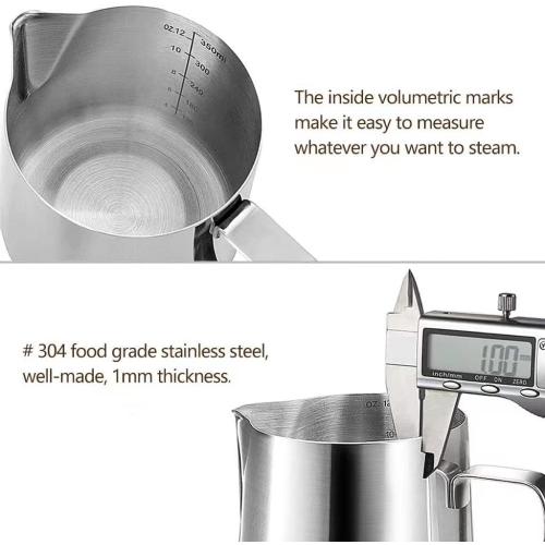 HOOMIL Milk Frothing Pitcher, 32oz, 304 Stainless Steel - Silver