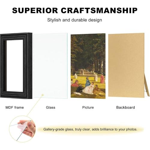 PEALSN 11x14 Picture Frame with Real Glass Front and Black Backboard