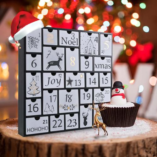 SUNGIFT Christmas Wooden Advent Calendar Boxes with 25 Drawers and Numbers to Fill 2025, DIY Countdown Advent Calendar Decoration Xmas Gift for Kids, Adults, Family, Friends