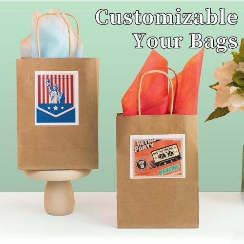 RACETOP 100 Pack Brown Kraft Gift Paper Bags with Handles 8x4.5x10.8 in