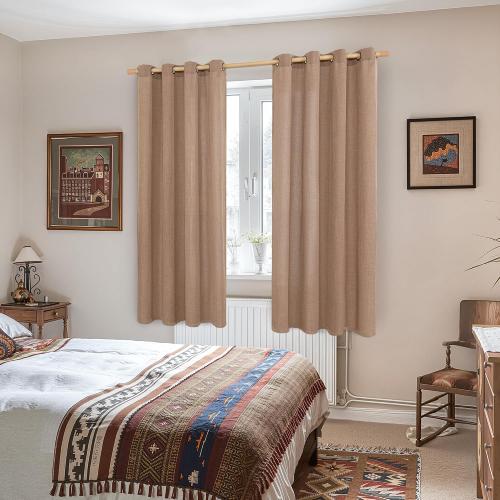 YoungsTex Mocha Brown Linen Semi Sheer Curtains 78 Inch Length 2 Panels