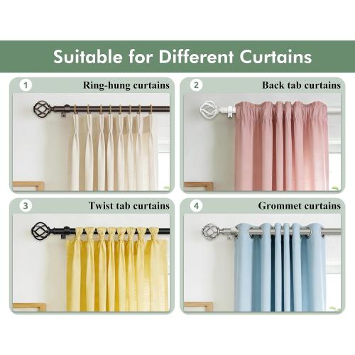 USFOOK Curtain Rods for Windows 66 to 120, Antique Silver Drapery Rod