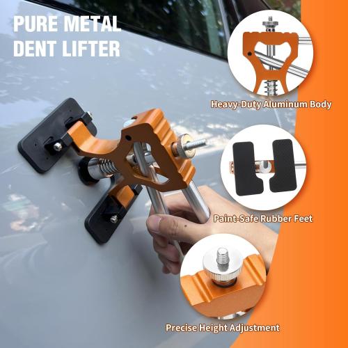 Professional Paintless Dent Repair Kit,Dent Puller Kit with Golden Lifter, Bridge Puller, Slide Hammer T-Bar, Suction Cup for Car Auto Body Hail Damage or Door Ding Removal