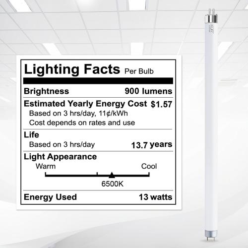 F13T5D – T5 21 Inch Under Counter Fluorescent Bulbs Bright White Daylight 6500K 13-Watt F13T5/D 21” D Long Life Replacement Tubes for Under Cabinet Lights – Pack of 6 Bulbs