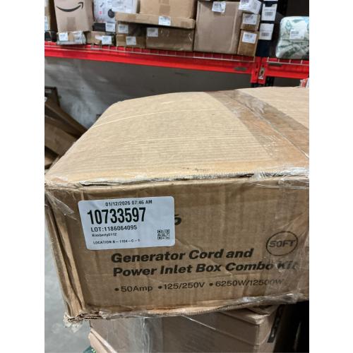 COOLTOP 50 Amp Generator Cord and Power Inlet Box Kit, 50FT Extension Cable STW 6/3 8/1 AWG Generator Cord 125/250V NEMA 14-50P to SS2-50R Pre-Drilled Inlet Box Waterproof Combo Kit, ETL Listed