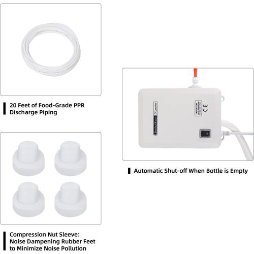 Bottled Water Dispenser Pump System - 20ft 110V AC US Plug Water Dispensing Pump with Single Inlet - Compatible Use with Coffee/Tea Machines, Water Dispensers, Refrigerators, Ice Makers