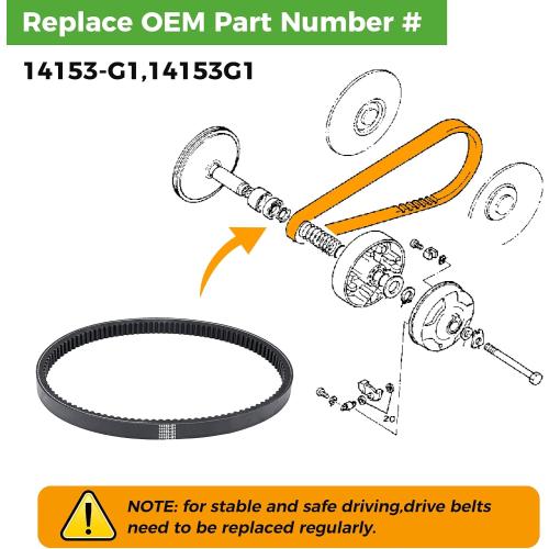10L0L Golf Cart 14153G1 Drive Belt for EZGO 1976-1987 Marathon 2 Cycle Gas Models with 2PG Engine,OEM# 14153-G1