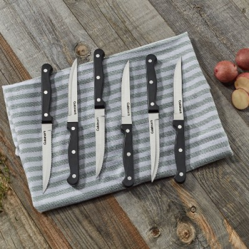 Cuisinart 6pc Stainless Steel Triple Rivet Serrated Steak Knives with Blade Guards
