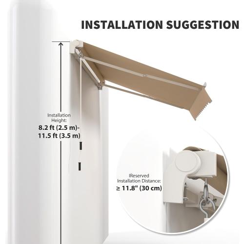 Outsunny 12 ' x 10' Patio Retractable Awning with Crank Handle Beige
