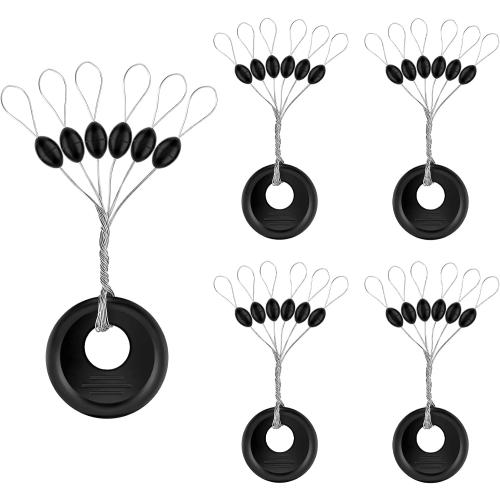 240 Pieces Middle-Sized Fishing Rubber Bobber Beads Stoppers 6 in 1 Black Float Sinker Stops