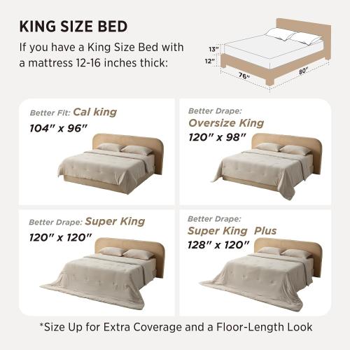 Bedsure Oversized King Comforter Prewashed Bedding Set 3Pcs Cream 120x98