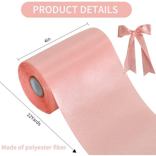 TONIFUL Rose Satin Ribbon Wide 4 Inch 22yd for Gift Wrap Christmas Decor