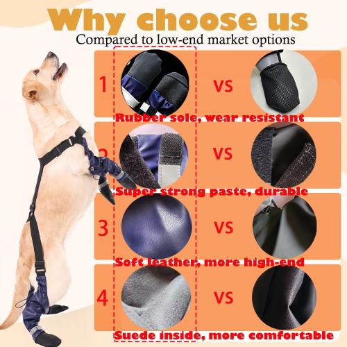 yucca Rubber Dog Boots for Paws, Easy-On Pet Suspender Boot Leggings, Anti Slip Dog Socks, Reusable Waterproof Dogs Booties, Protect Paws from Rain, Snow, Slush, and Snow Melt