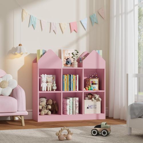 Garvee Kids Bookshelf and Toy Storage Organizer, Pink